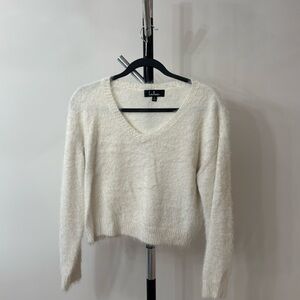 Lulus white fuzzy sweater, S